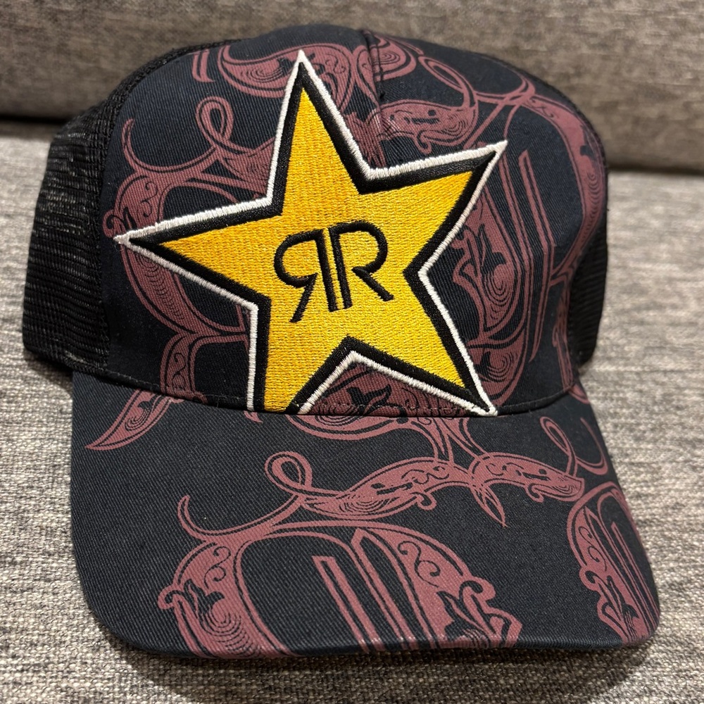 Rockstar Hat Cap Snapback Black Pink Trucker Energy Drink Adjustable Y2K